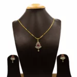 PS-2104014 - American Diamond Ruby Studded Pendant Set