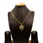 PS-2109011 - American Diamond Emerald Flower Pendant Set