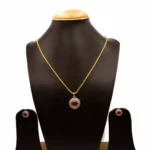 PS-2109014 - American Diamond Ruby Pendant Set