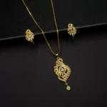 PS-2111011 - American Diamond Gold Plated Pendant Set
