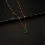 PS-2112002 - American Diamond Emerald Pendant Set