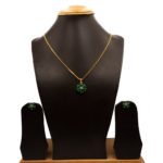 PS-2112002 - American Diamond Emerald Pendant Set