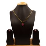PS-2112002 - American Diamond Ruby Pendant Set