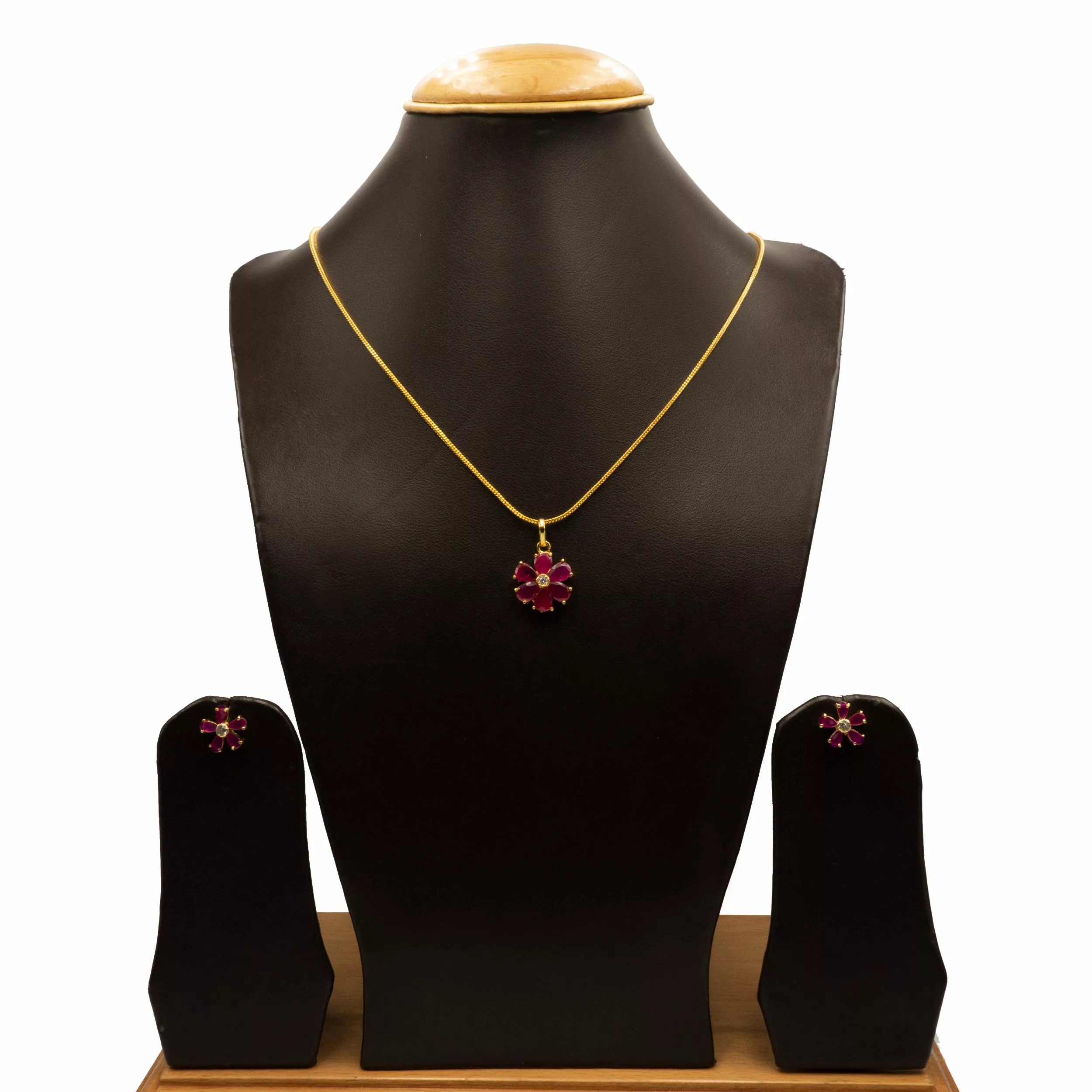 PS-2112002 - American Diamond Ruby Pendant Set PS-2112002 - American Diamond Ruby Pendant Set
