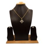 PS-2112009 - Minimalist Diamond Shaped American Diamond Pendant Set