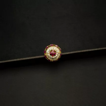 RI-2011005 - American Diamond Ruby Studded Adjustable Ring