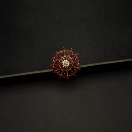 RI-2011027 - American Diamond Ruby Adjustable Statement Ring