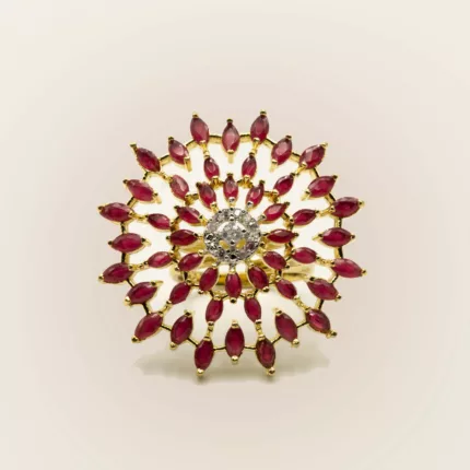 RI-2011027 - American Diamond Ruby Adjustable Statement Ring