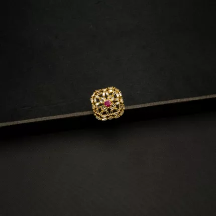 RI-2102007 - Ruby Studded American Diamond Adjustable Ring