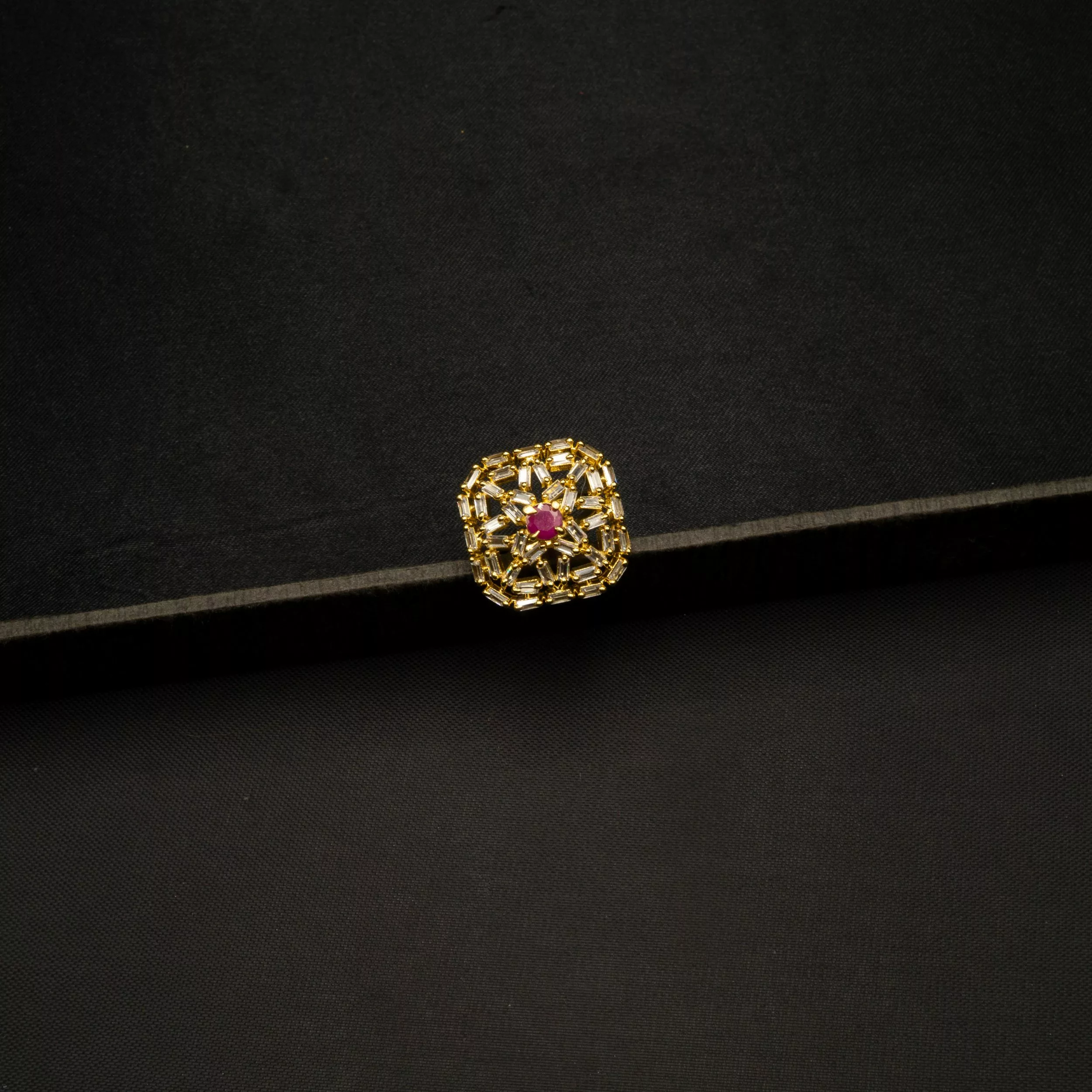 RI-2102007 - Ruby Studded American Diamond Adjustable Ring RI-2102007 - Ruby Studded American Diamond Adjustable Ring