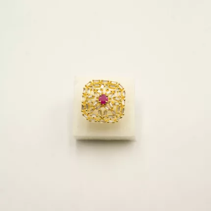 RI-2102007 - Ruby Studded American Diamond Adjustable Ring