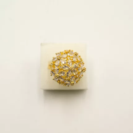 RI-2102023 - Gold Plated American Diamond Adjustable Ring