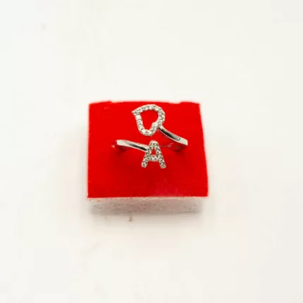 RI-2107003 - White Gold Plated Letter A Adjustable Ring