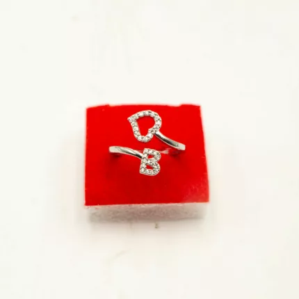 RI-2107003-B - White Gold Plated Letter B Adjustable Ring