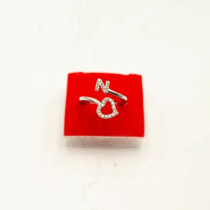 RI-2107003-N - White Gold Plated Letter N Adjustable Ring