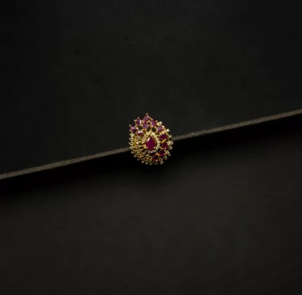 RI-2111001 - American Diamond Ruby Studded Adjustable Ring