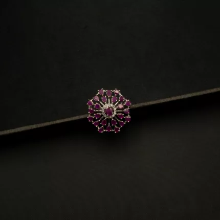 RI-2111007 - American Diamond Purple Adjustable Statement Ring