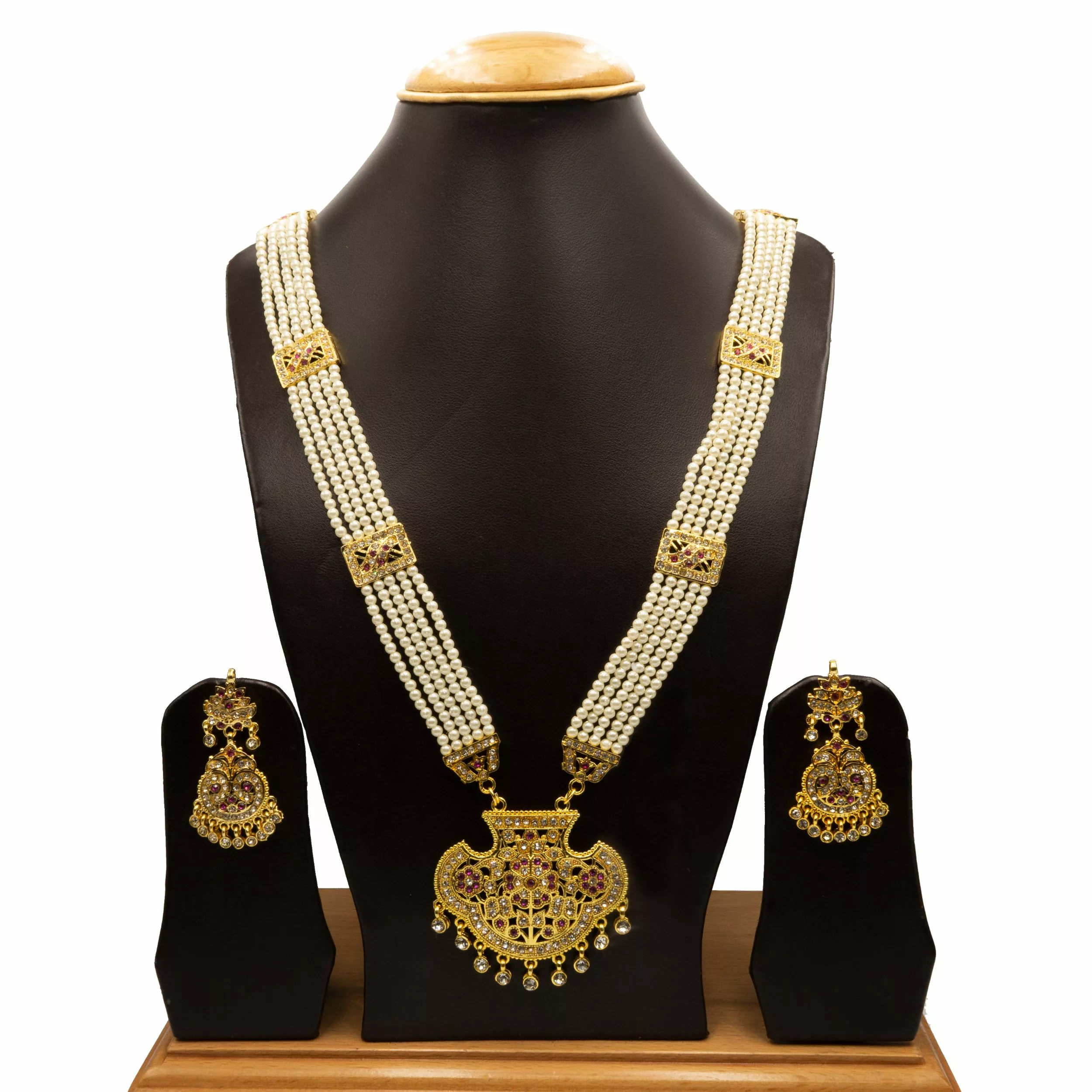 NS-2111003 - Kundan & Ruby Studded Pearl Rani Haar NS-2111003 - Kundan & Ruby Studded Pearl Rani Haar