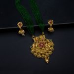 NS-2201001 - Gold Plated Green Potey Multicolor Stones Traditional Necklace Set