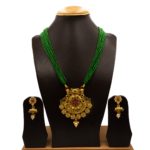 NS-2201001 - Gold Plated Green Potey Multicolor Stones Traditional Necklace Set