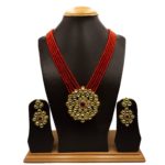 NS-2201002 - Kundan & Ruby Studded Red Crystal Necklace Set
