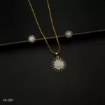 PS-097 - American Diamond Sun Flower Pendant Set