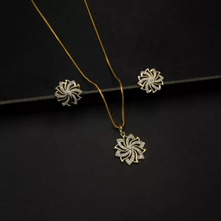 PS-2201001 - Elegant Ameriacn Diamond Floral Pendant Set