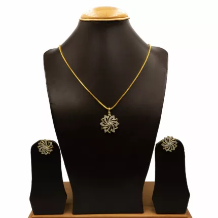 PS-2201001 - Elegant Ameriacn Diamond Floral Pendant Set