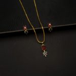PS-2201002 - Elegant American Diamond Ruby Pendant Set