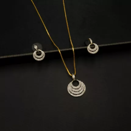 PS-2201003 - Elegant American Diamond Contemporary Pendant Set