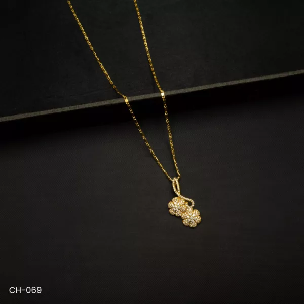 CH-069- American Diamond Flower Pendant
