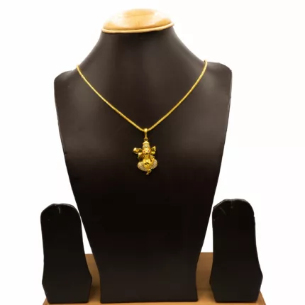 CH-2203002 - Gold Plated American Diamond Ganesh Locket