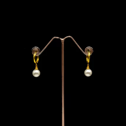 ER-2203001 - Gold Plated Pearl Drop Hoop Earrings