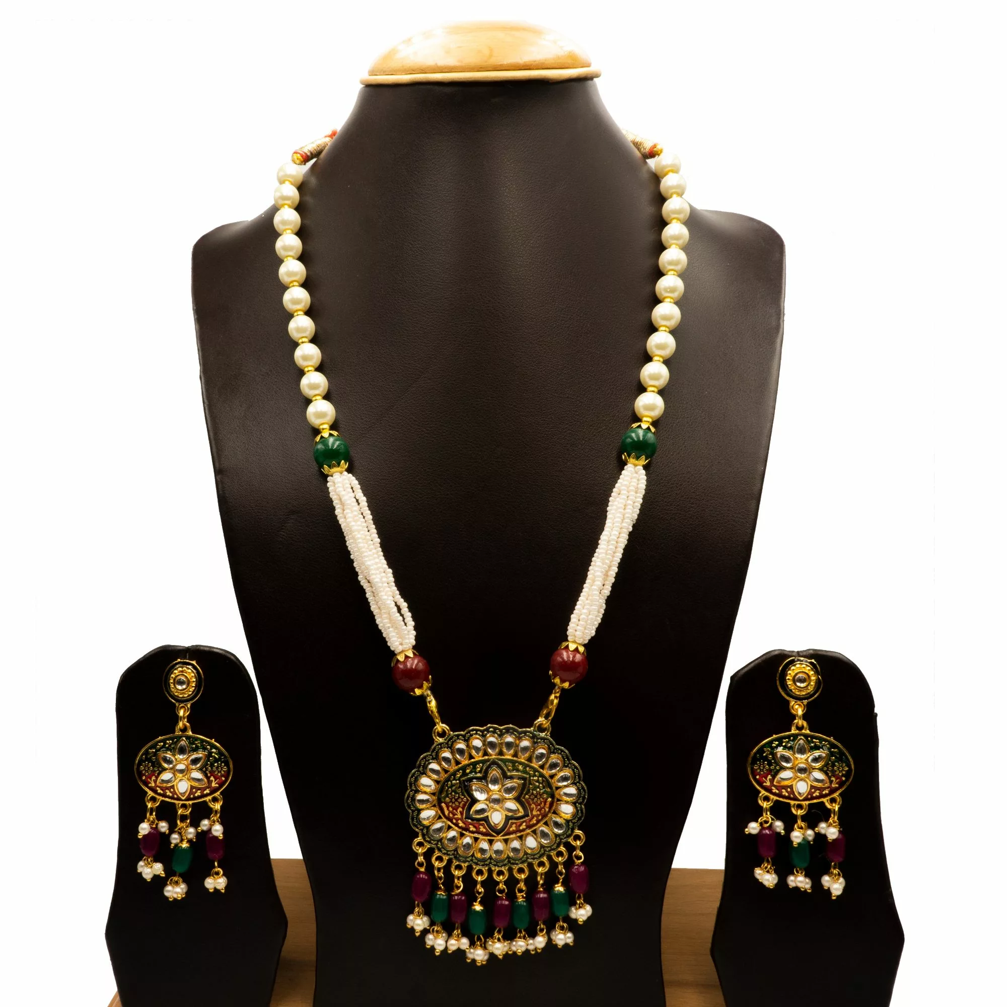 NS-2102006 - Multicolor Kundan & Pearl Necklace Set NS-2102006 - Multicolor Kundan & Pearl Necklace Set