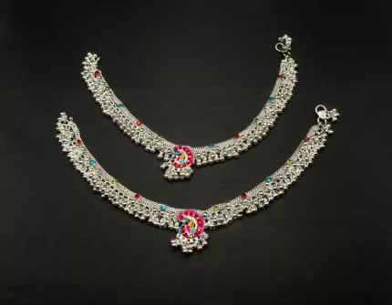 PA-2204004 - Silver Plated Multicolor Anklet