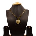 PS-2011025 - American Diamond Contemporary Flower Pendant Set