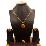 PS-2107001 - Red Muga Ganesh Pendant Set