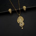 PS-2111014 - Gold Plated American Diamond Pendant Set