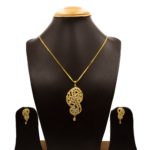 PS-2111014 - Gold Plated American Diamond Pendant Set