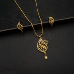 PS-2204003 - American Diamond Gold Plated Pendant Set