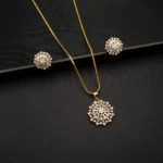 PS-2204008 - Ravishing Rose Gold Plated American Diamond Pendant Set