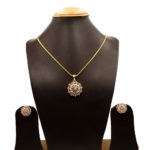 PS-2204008 - Ravishing Rose Gold Plated American Diamond Pendant Set