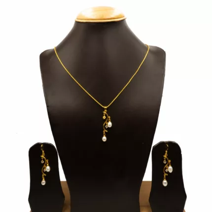 PS-2205001 - Gold Plated Contemporary Pearl Pendant Set