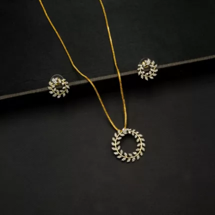 PS 2205002 - Contemporary Circle AD Flower Pendant Set