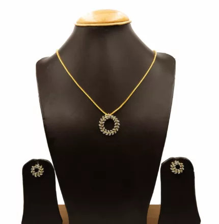 PS 2205002 - Contemporary Circle AD Flower Pendant Set