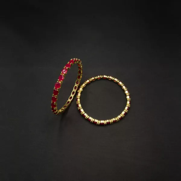 BA-2202001 - Gold Plated Ruby Pink Bangles