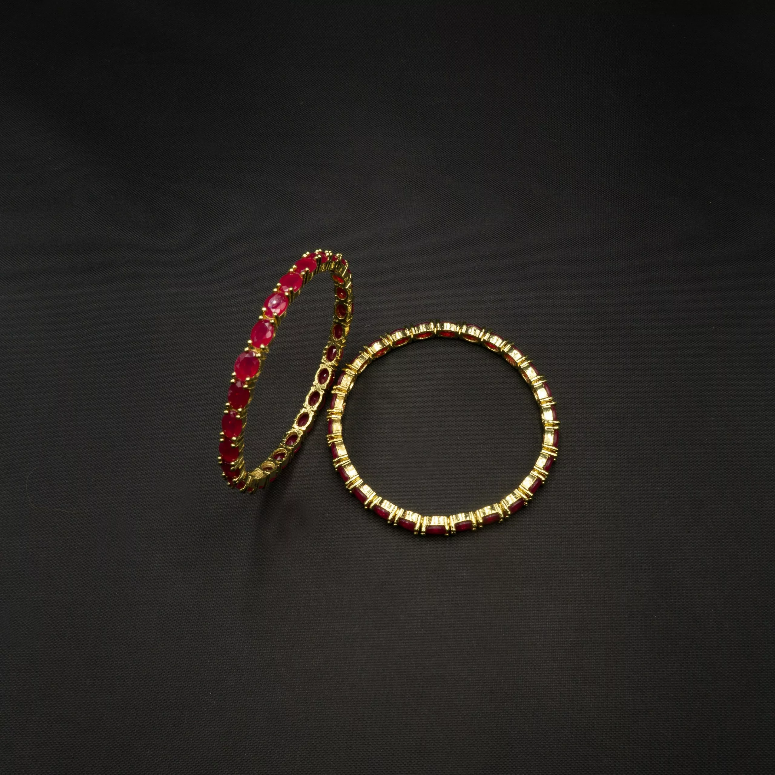 BA-2202001 - Gold Plated Ruby Pink Bangles BA-2202001 - Gold Plated Ruby Pink Bangles