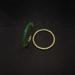 BA 2202002 - Gold Plated Emerald Green Bangles