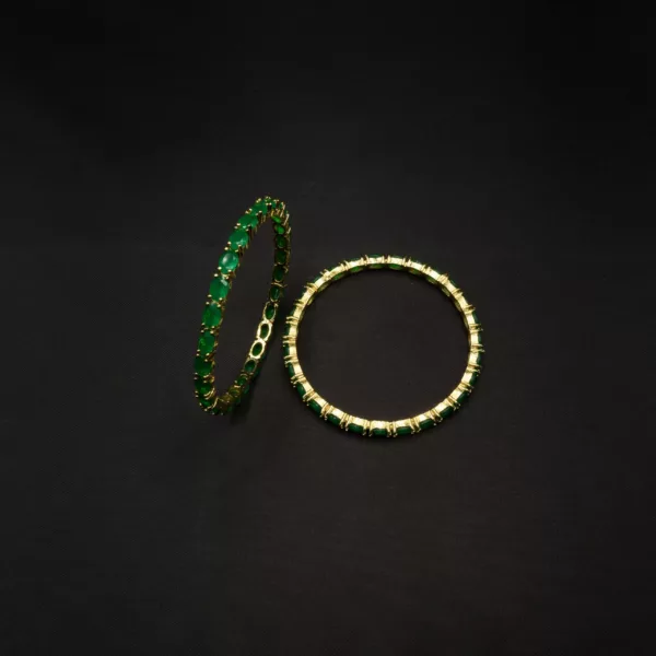 BA 2202002 - Gold Plated Emerald Green Bangles