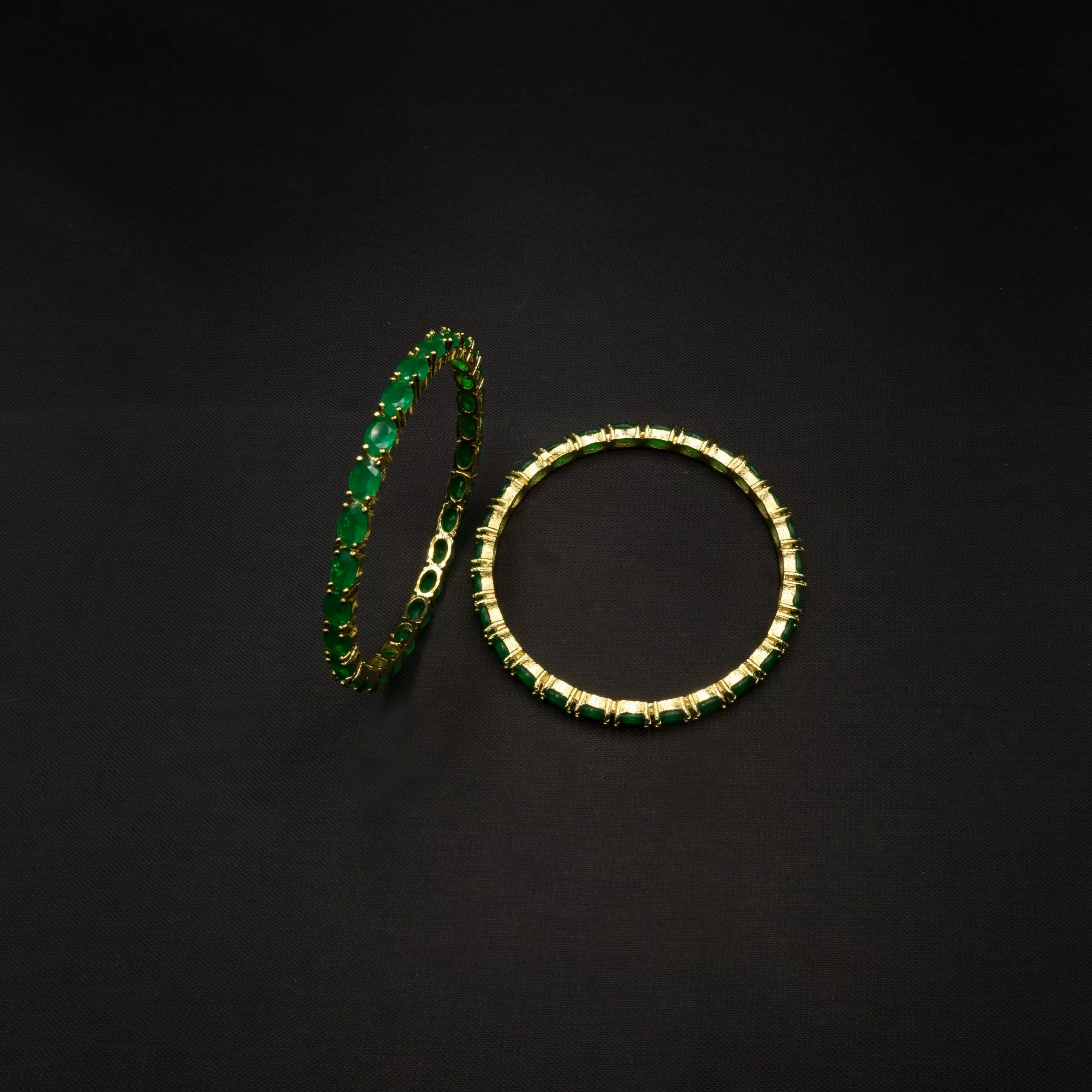 BA 2202002 - Gold Plated Emerald Green Bangles BA 2202002 - Gold Plated Emerald Green Bangles
